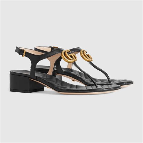 gucci sandalo cuoio doppia g|Sandalo donna con Doppia G in pelle nera .